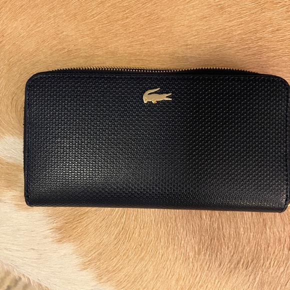 Navy & Red Leather Lacoste continental wallet - Picture 1 of 6